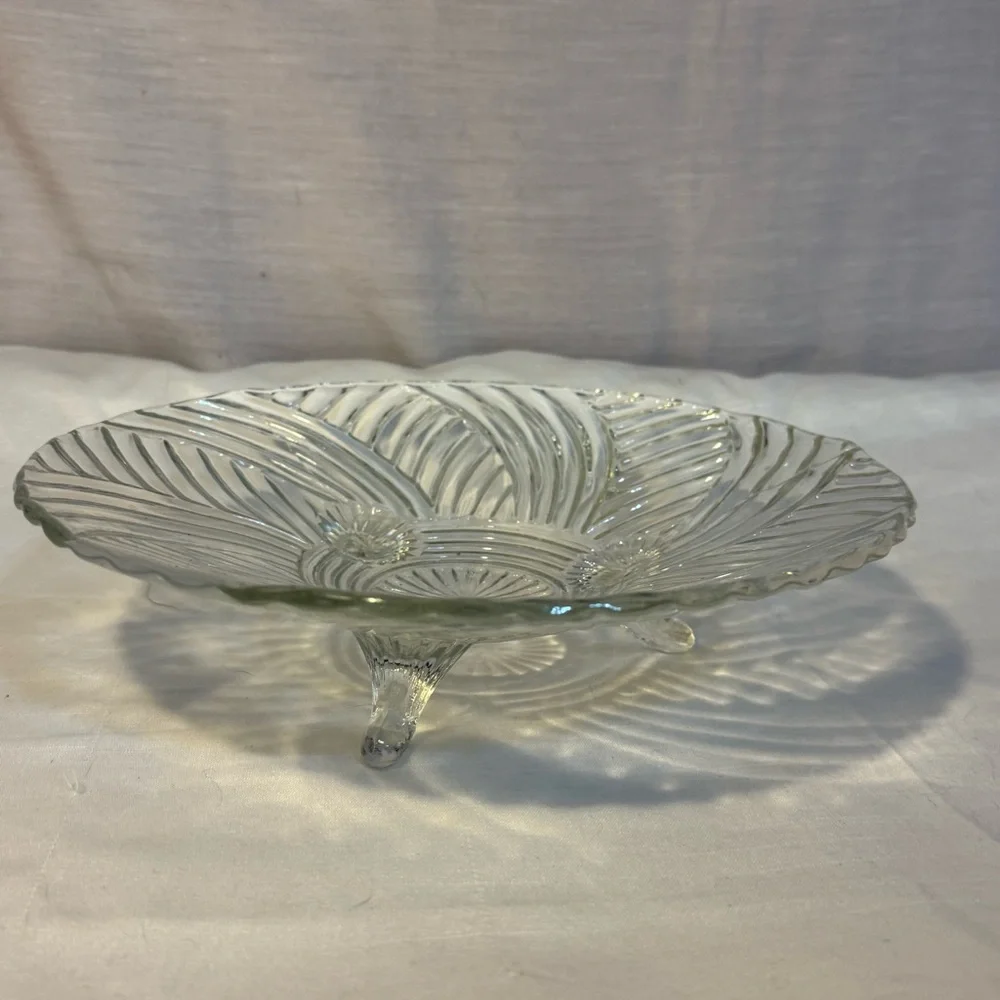 Clear Pressed Glass Divided Dish with Lid
